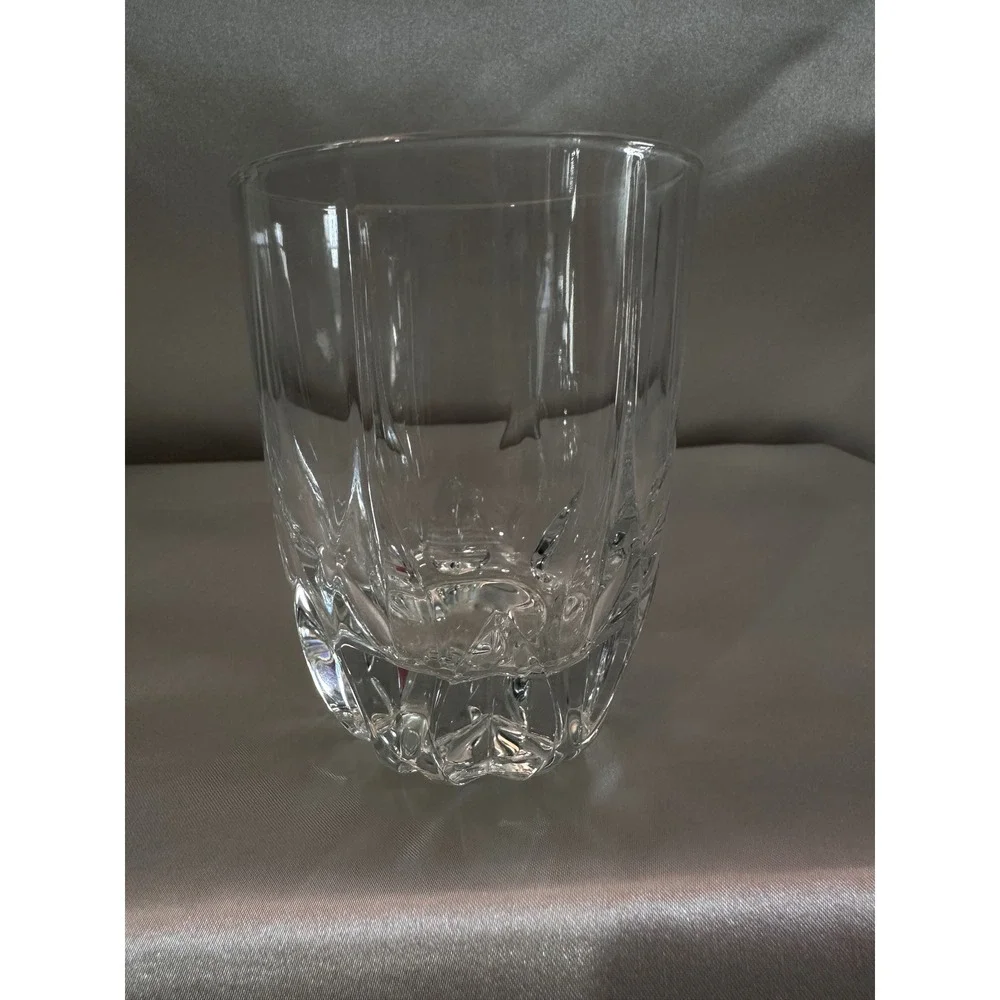 6 Crystal Whiskey Rocks Glasses Heavy Base Wedge‎ Cut Lowball Barware Clear